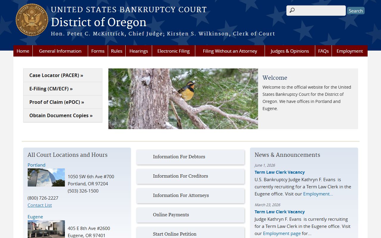 Wasco County Circuit Court bankruptcy court distinction
