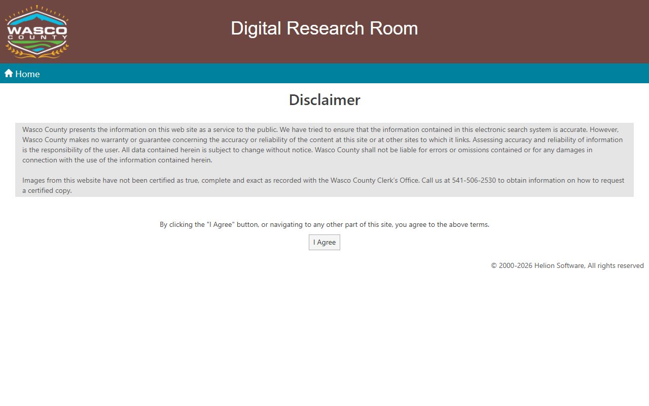 Wasco County County Clerk Digital Research Room records