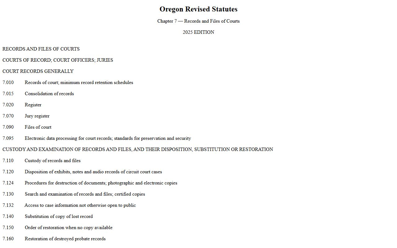 Wasco County court records ORS Chapter 7 court registers