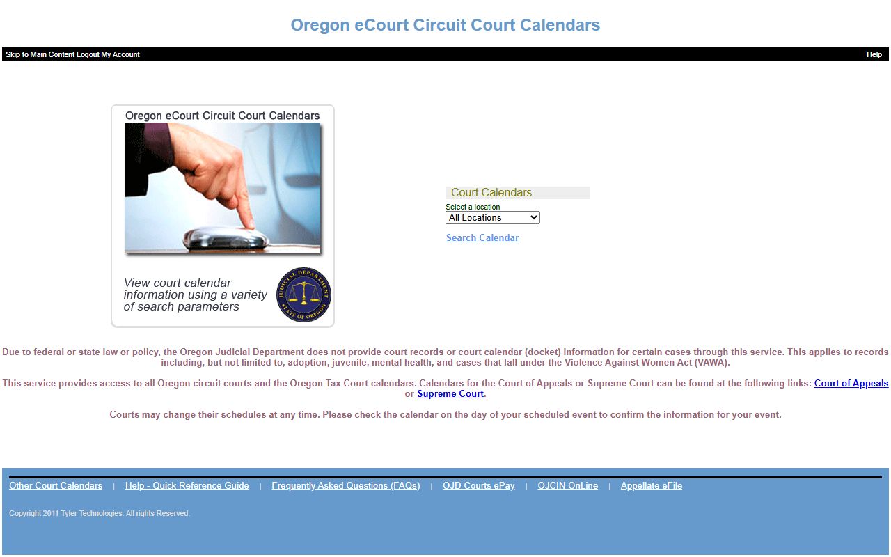 Wasco County court records OJD circuit and tax court calendar portal