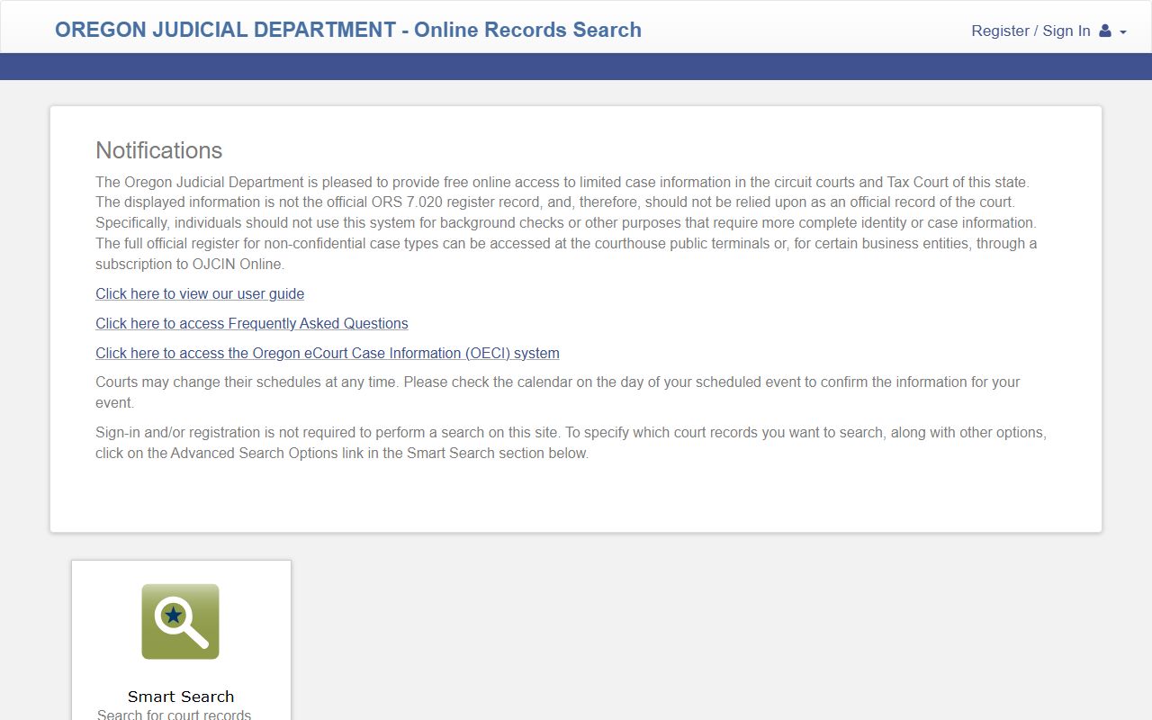 Wasco County court records OJD Online Records Search portal