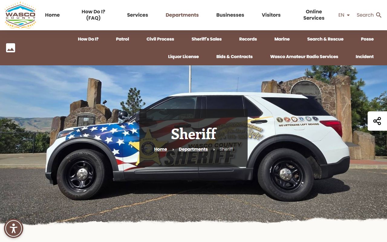 Wasco County court records sheriff office page
