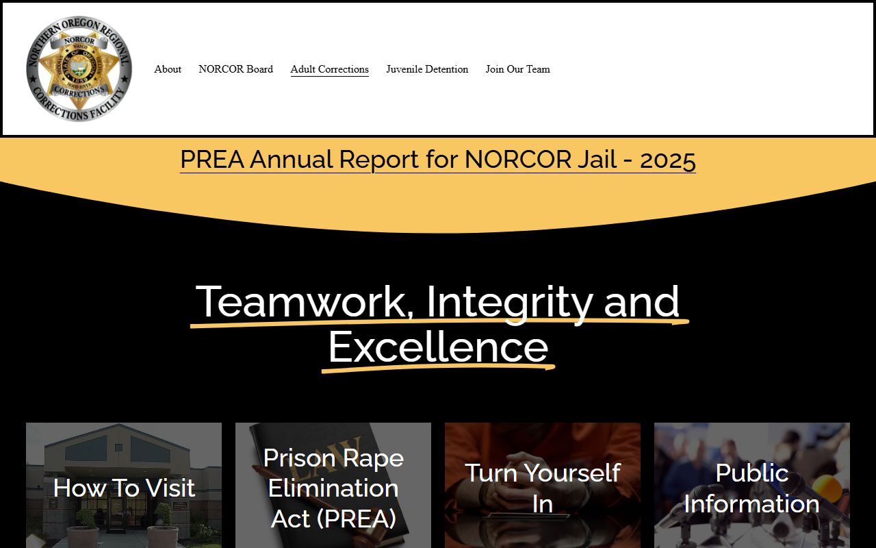 Wasco County inmate records NORCOR Adult Corrections address