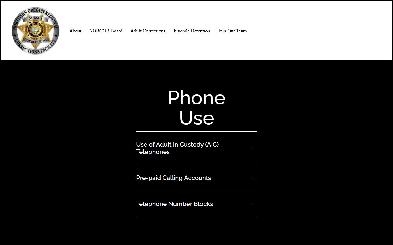 Wasco County inmate records NORCOR phone use rules