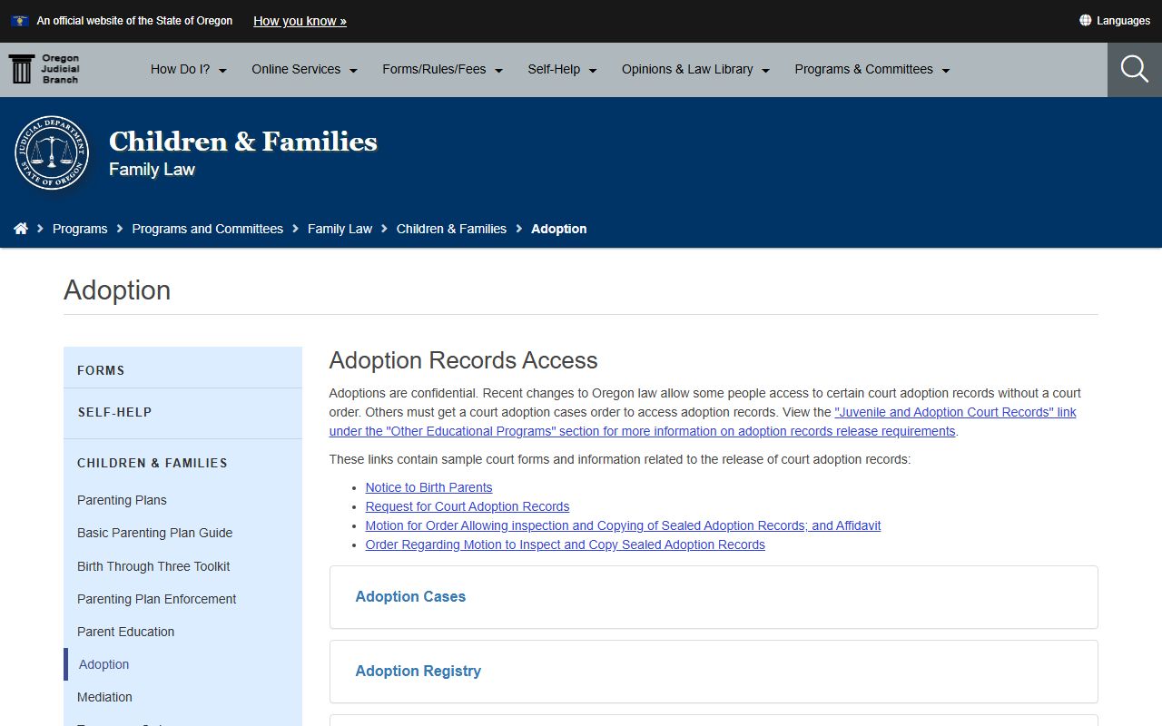 Wasco County probate records adoption access limits