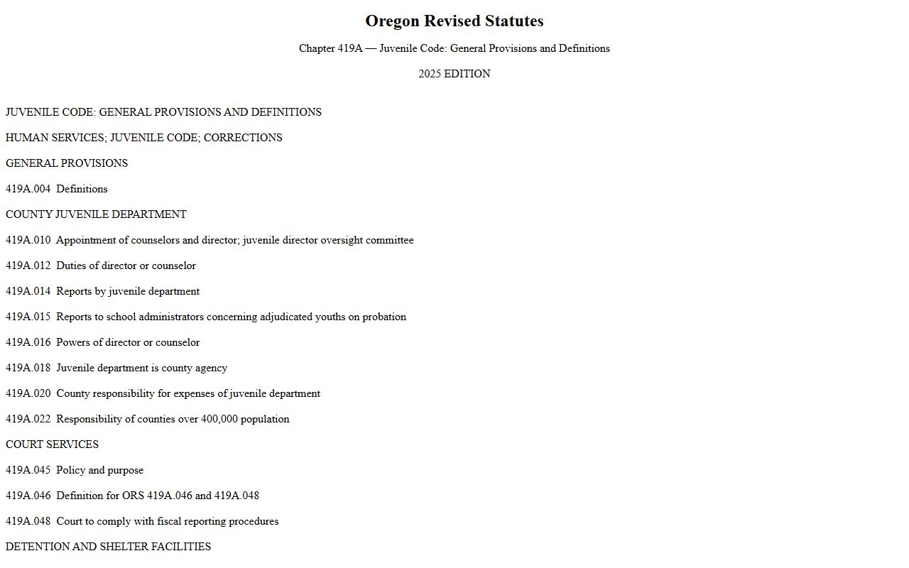 Wasco County probate records ORS Chapter 419A restrictions