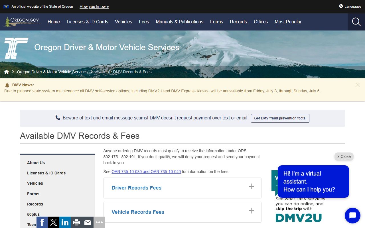 Wasco County traffic court records and Oregon DMV available records