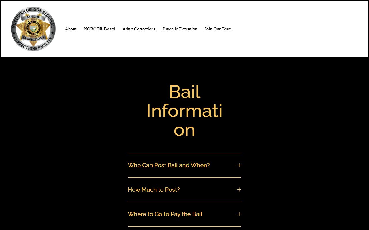 Wasco County warrant records and NORCOR bail information